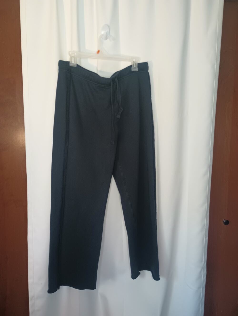 Frank And Eileen Bella Sweatpants Womens XL Black Triple Fleece Wide Leg 27 In